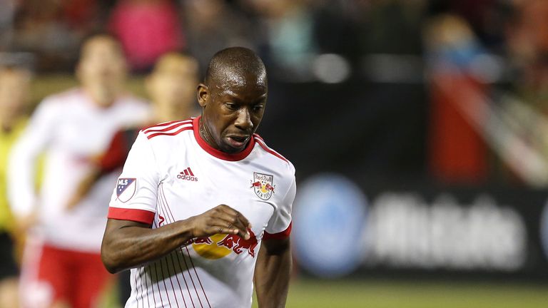 ATLANTA, GA - MARCH 05:  Forward Bradley Wright-Phillips #99 of the New York Red Bulls controls the ball during the game against Atlanta United at Bobby Do