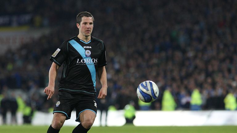 Leicester City's Yann Kermorgant misses his penalty.