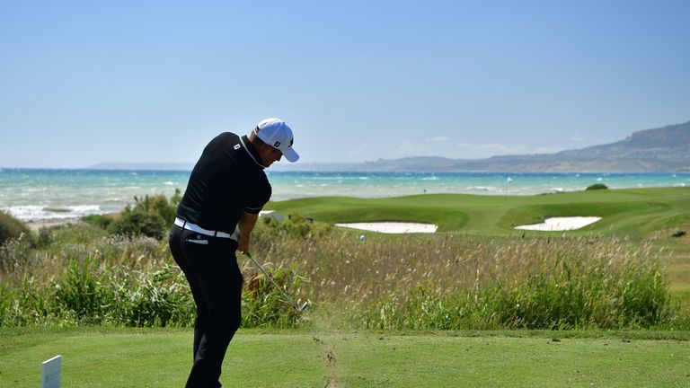 SCIACCA, ITALY - MAY 20:  Zander Lombard of South Africa plays a shot on the seventh hole during the third round of The Rocco Forte Open at The Verdura Gol
