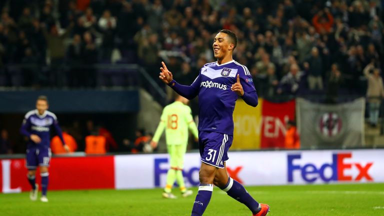 Youri Tielemans playing for Anderlecht in the Europa League