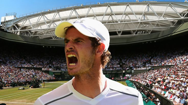 Andy Murray of Great Britain reacts in his Gentlemens Singles first round match against Mikhail Kukushkin of Kazakhstan