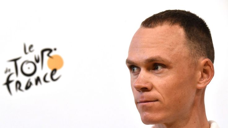 Great Britain's Christopher Froome takes part in a press conference of the Great Britain's Sky cycling team at the Congress center in Dusseldorf, Germany, 
