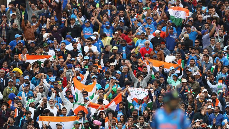 The India supporters cheer a boundary during the ICC Champions Trophy match between India and Pakistan at Edgbaston