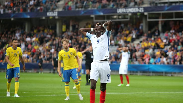 England's Tammy Abraham reacts after missing a chance during the UEFA European Under-21 Championship, Group A match v Sweden in Kielce