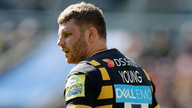 COVENTRY - APRIL 09 2017:  Thomas Young of Wasps looks on during the Aviva Premiership match between Wasps and Northampton Saints at The Ricoh Arena