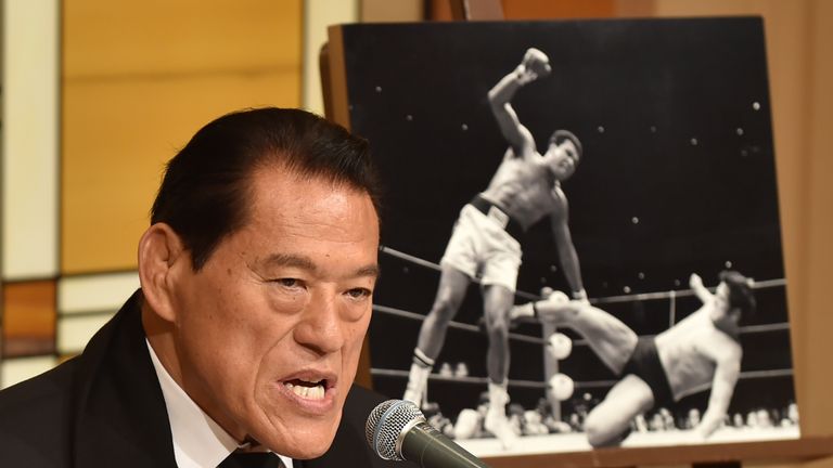Japanese parliamentarian and mixed martial artist Antonio Inoki, who fought boxing begend Muhammad Ali during a celebrated exhibition match in 1976, speaks