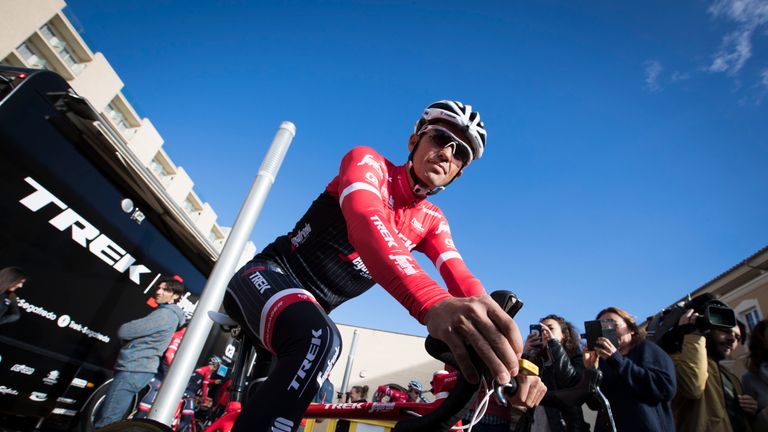 Trek-Segafredo Spanish cyclist Alberto Contador poses prior to a training session to prepare the cycling season in Palma de Mallorca, on January 13, 2017. 