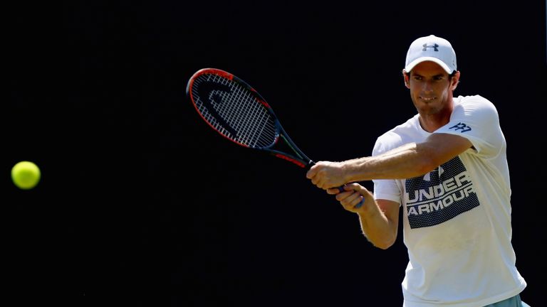 Andy Murray  goes through his preparations for the Aegon Championships at Queens