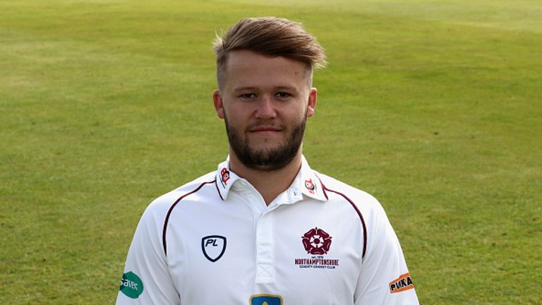 NORTHAMPTON, ENGLAND - APRIL 05:  Ben Duckett poses in the Specsavers County Championship kit during the Northamptonshire County Cricket photocall held at 