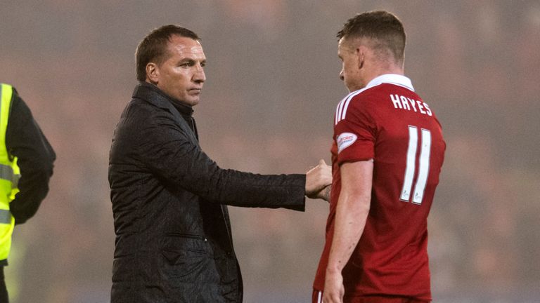 Celtic manager Brendan Rodgers (left) with Jonny Hayes