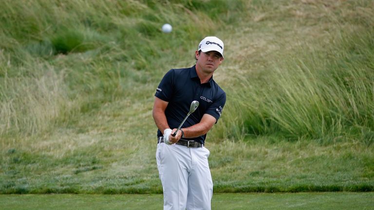 HARTFORD, WI - JUNE 18:  Brian Harman of the United States plays his shot on the second hole during the final round of the 2017 U.S. Open at Erin Hills on 