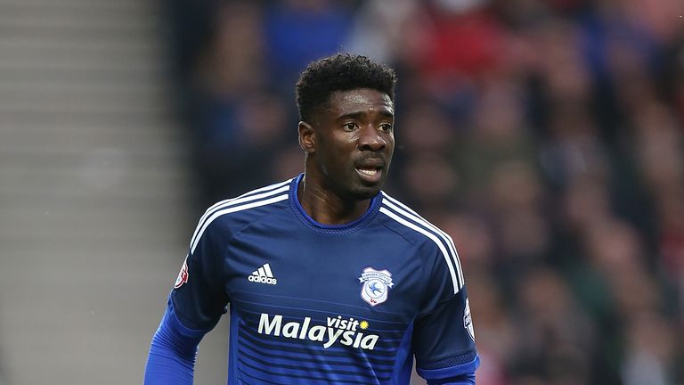 Bruno Ecuele Manga of Cardiff City in action during the Sky Bet Championship match between Milton Keynes Dons