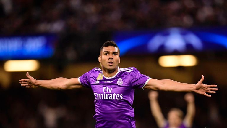 Casemiro celebrates after restoring Real Madrid's lead 
