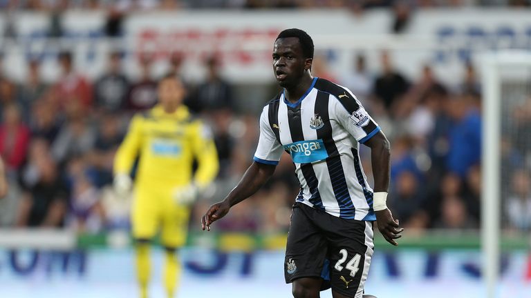 Cheick Tiote in action for Newcastle United during the Capital One Cup against Northampton Town on August 25, 2015