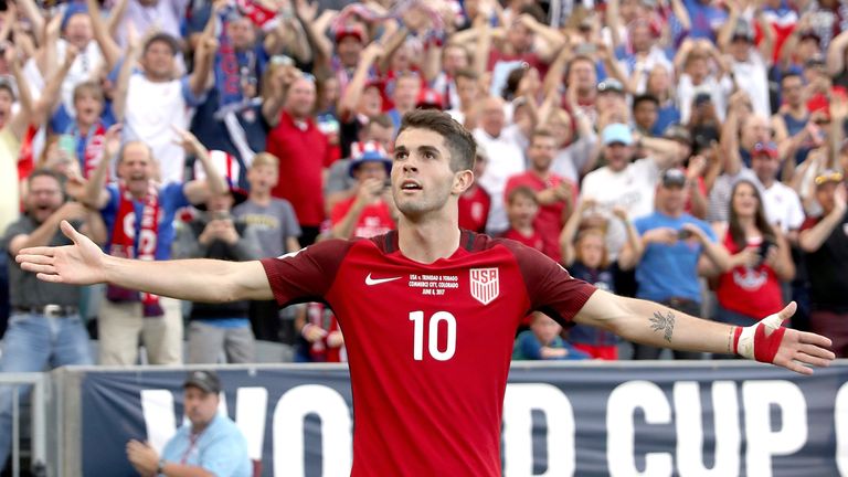 COMMERCE CITY, CO - JUNE 08:  Christian Pulisic #10 of the U.S. National Team celebrates scoring a goal against Trinidad & Tabago in the second half during