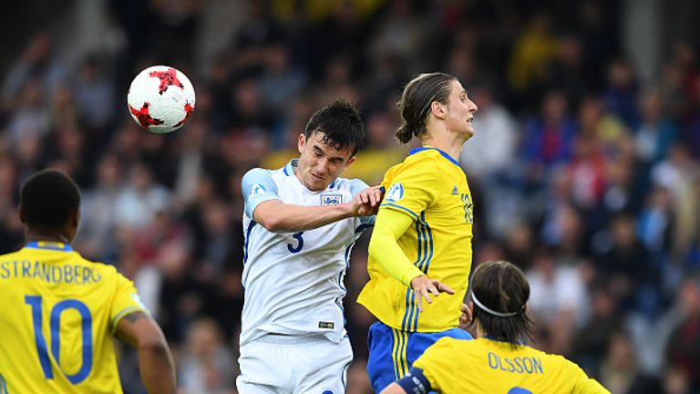 Pawel Cibicki in action for Sweden against England