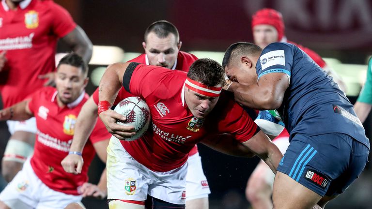 Stander carries the ball up for the Lions