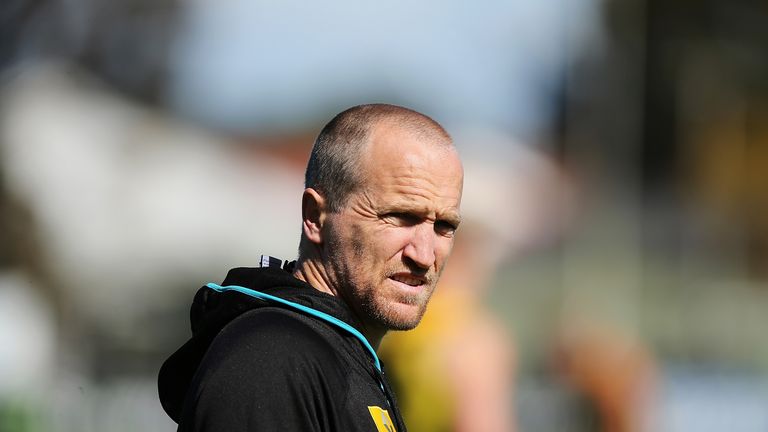 ADELAIDE, AUSTRALIA - SEPTEMBER 01: Port Adelaide high performance manager Darren Burgess looks on during a Port Power AFL recovery session on September 1,