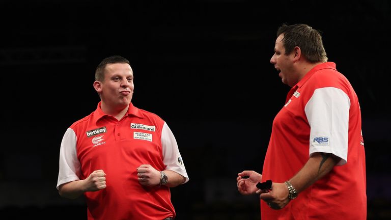 World Cup Darts. ENGLAND(ADRIAN LEWIS & DAVE CHISNALL) V GIBRALTAR(DYSON PARODY & DYLAN DUO) Pic: Lawrence Lustig/PDC