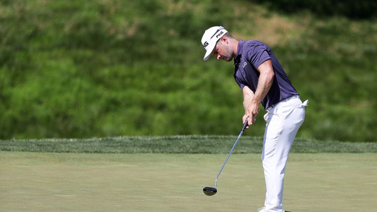 POTOMAC, MD - JUNE 30:  David Lingmerth of Sweden putts on the ninth green during the second round of the Quicken Loans National on June 30, 2017 TPC Potom
