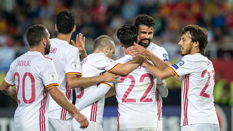 Diego Costa and David Silva celebrate.