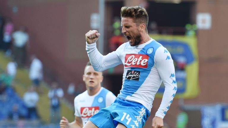 GENOA, GE - MAY 28:  Dries Mertens (Napoli) celebrates after scoring a goal 0-1 during the Serie A match between UC Sampdoria and SSC Napoli at Stadio Luig