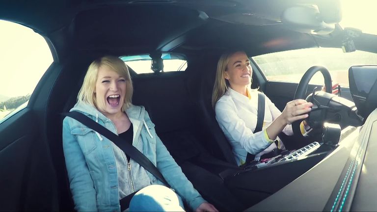 Elise was taken for a spin with Spanish racing driver Carmen Jorda 