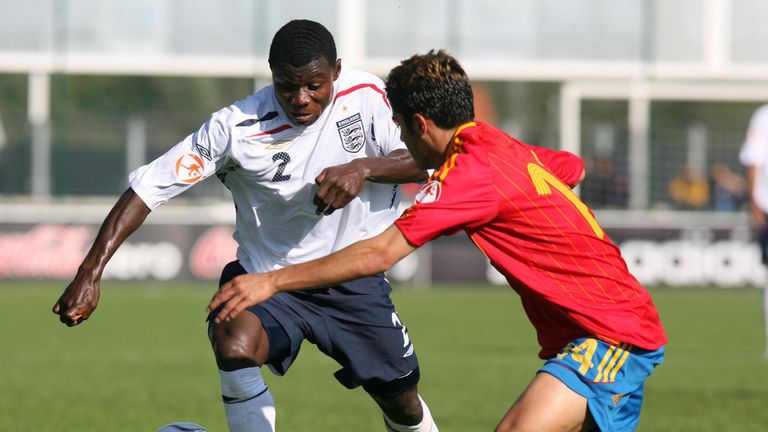 Seth Ofori-Twumasi (left) and Spain's Lago Falque (right) in Under-17 final