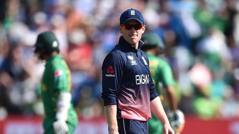 England's Eoin Morgan during the ICC Champions Trophy, semi-final match v Pakistan at the Cardiff Wales Stadium