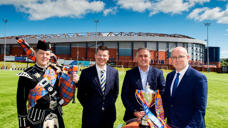SPFL chief executive Neil Doncaster (centre-left) Owen Coyle (centre-right) and FAI Director of Competitions Fran Gavin.