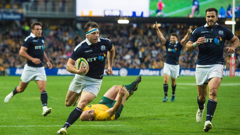 Hamish Watson scoots clear to score the match-winning try