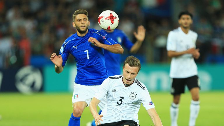 Germany U21 midfielder Yannick Gerhardt and Italy U21 forward Domenico Berardi