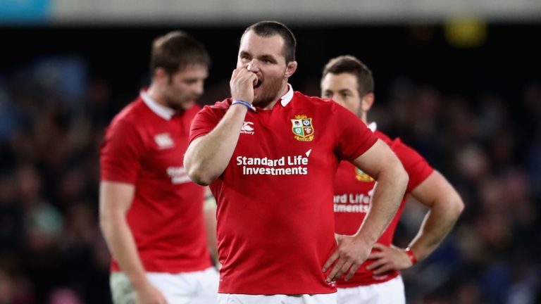 Jack McGrath of the Lions looks dejected after their defeat to the Highlanders