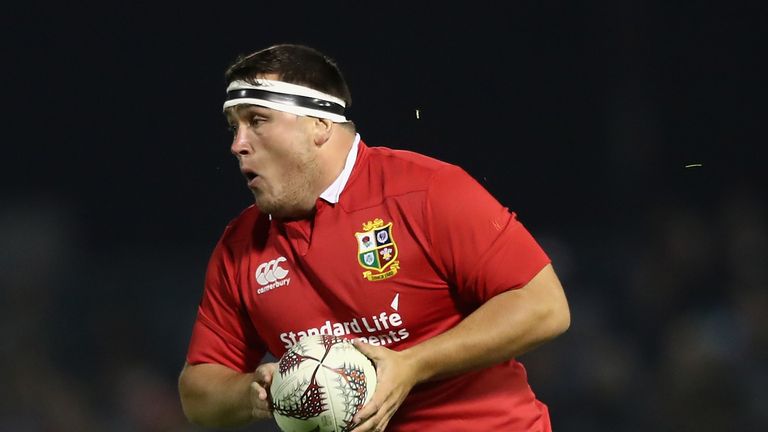 WHANGAREI, NEW ZEALAND - JUNE 03:  Jamie George of the Lions runs with the ball during the match between the New Zealand Provincial Barbarians and the Brit