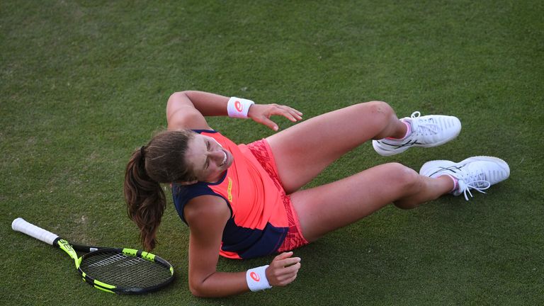 Johanna Konta took a nasty fall in the final game of her last eight match