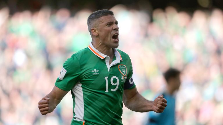 Republic of Ireland's Jonathan Walters celebrates scoring his side's equaliser during the 2018 FIFA World Cup Qualifying, Group D match v Austria