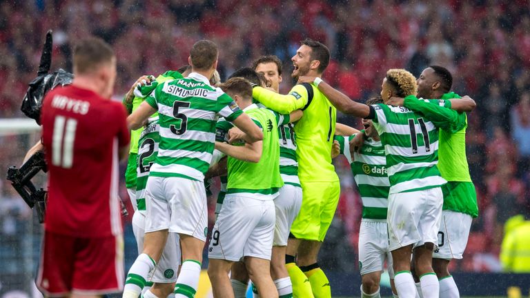 Hayes is ultimately left dejected as Celtic celebrate Cup final victory