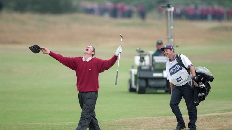 19 Jul 1998:  Amateur player Justin Rose holes his third shot on the 18th hole during the 1998 British Open held at Royal Birkdale, Southport, Merseyside, 