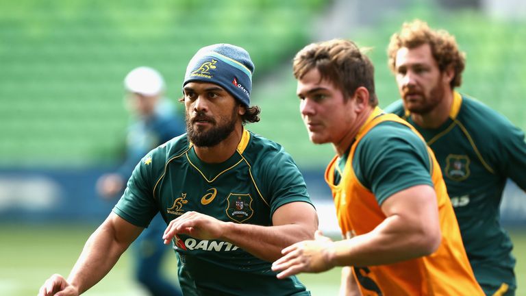 MELBOURNE, AUSTRALIA - JUNE 09:  Karmichael Hunt runs during the Australian Wallabies Captain's Run at AAMI Park on June 9, 2017 in Melbourne, Australia.  