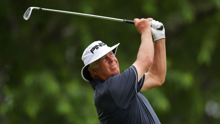 PEABODY, MA - JUNE 29: Kirk Triplett hits his tee shot on the third hole during the first round of the 2017 U.S. Senior Open Championship at Salem Country 
