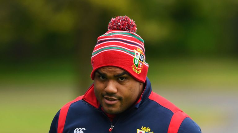 Kyle Sinckler looks on during a British and Irish Lions training session at Vale of Glamorgan on May 15, 2017 in Cardiff, Wales