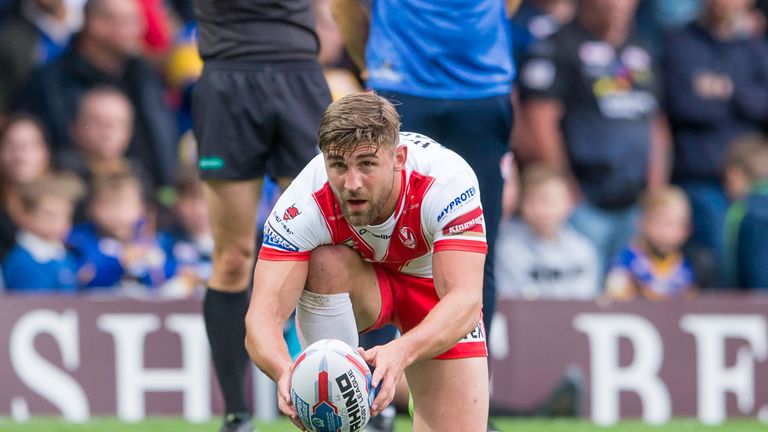Betfred Super League - Leeds Rhinos v St Helens - Headingley Carnegie Stadium, Leeds, England - St Helens's Tommy Makinson lines up a conversion.