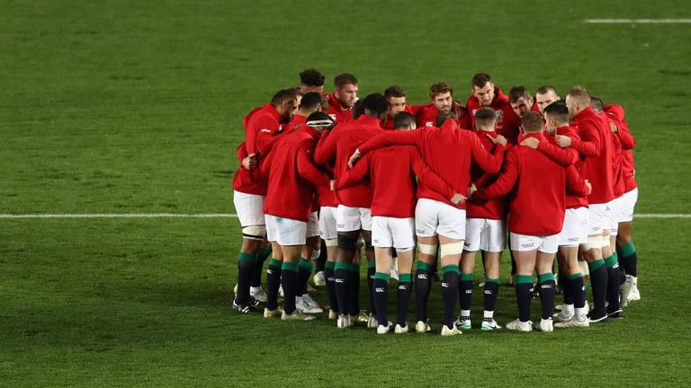AUCKLAND, NEW ZEALAND - JUNE 24:  The Lions gather during the Test match between the J