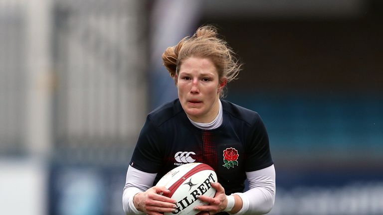 Lydia Thompson in action for England