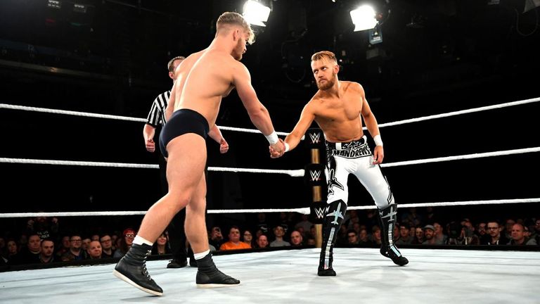 Andrews, right, has been one of the WWE's new UK Division's top performers since making his debut.