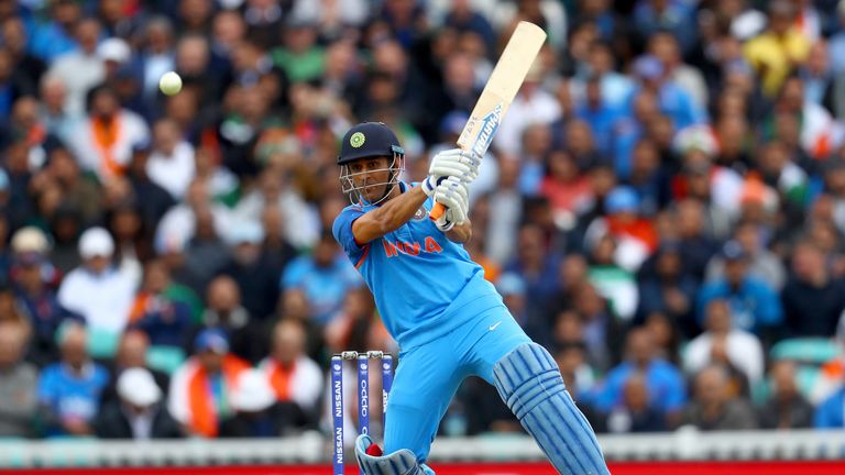 MS Dhoni in action during the ICC Champions Trophy match between India and Sri Lanka at The Oval