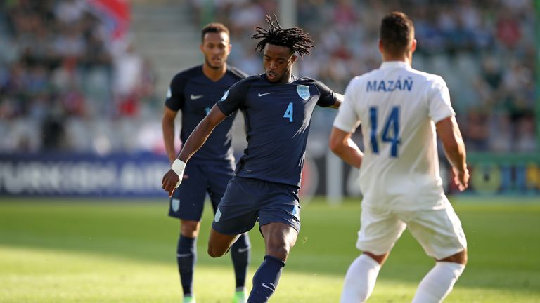 England's Nathaniel Chalobah shoots during the UEFA European Under-21 Championship, Group A match at the Kolporter Arena, Kielce.