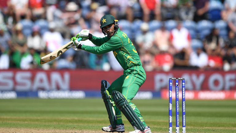 Opener Fakhar Zaman of Pakistan bats cuts during their chase