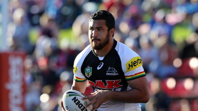 NEWCASTLE, AUSTRALIA - MAY 21:  Peta Hiku of the Panthers in action during the round 11 NRL match between the Newcastle Knights and the Penrith Panthers at