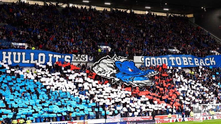 Rangers fans at first European game at Ibrox in six years